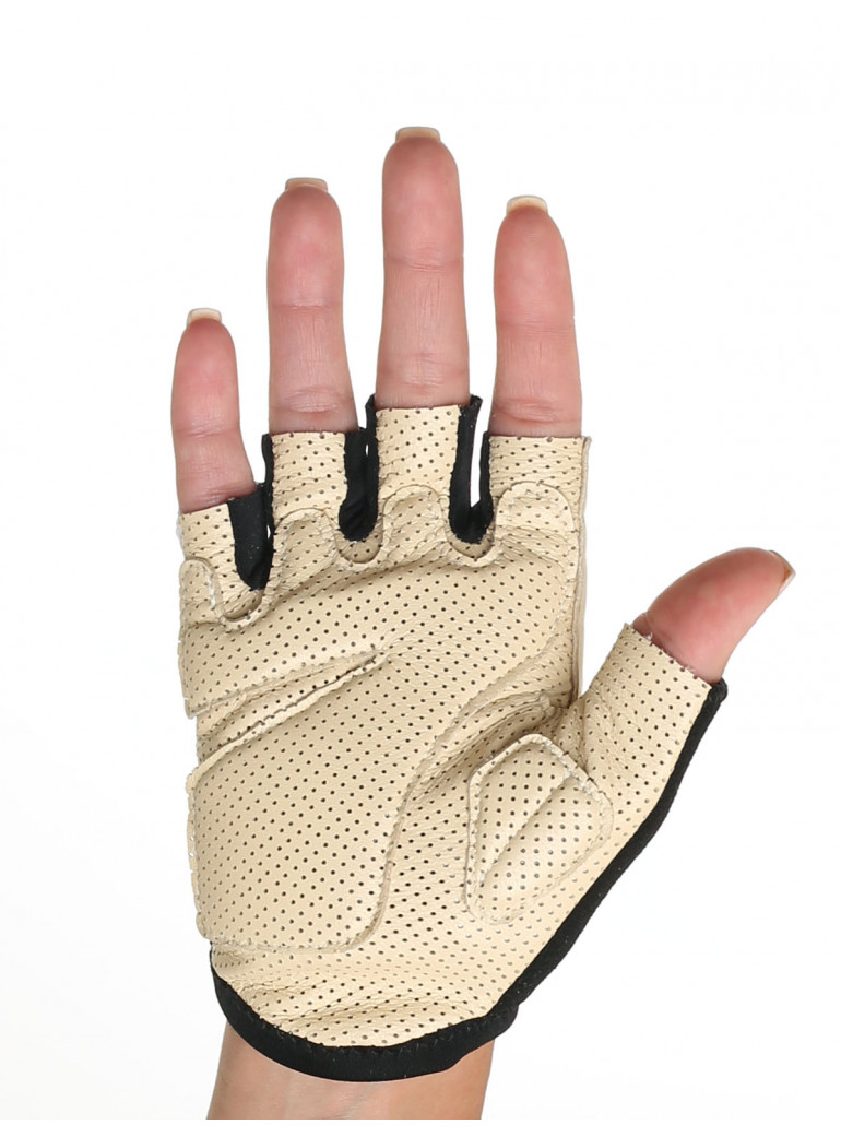 Gants cyclisme cuir été Blancs