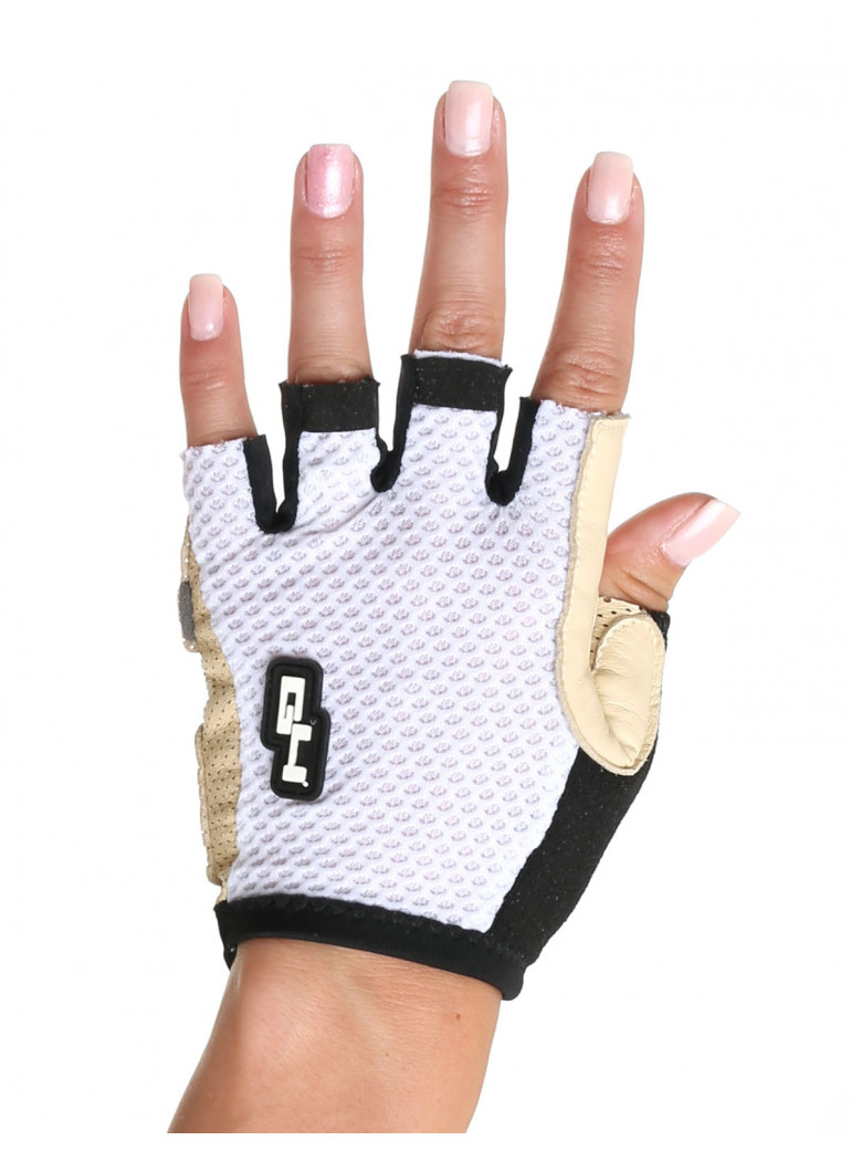 Gants cyclisme cuir été Blancs