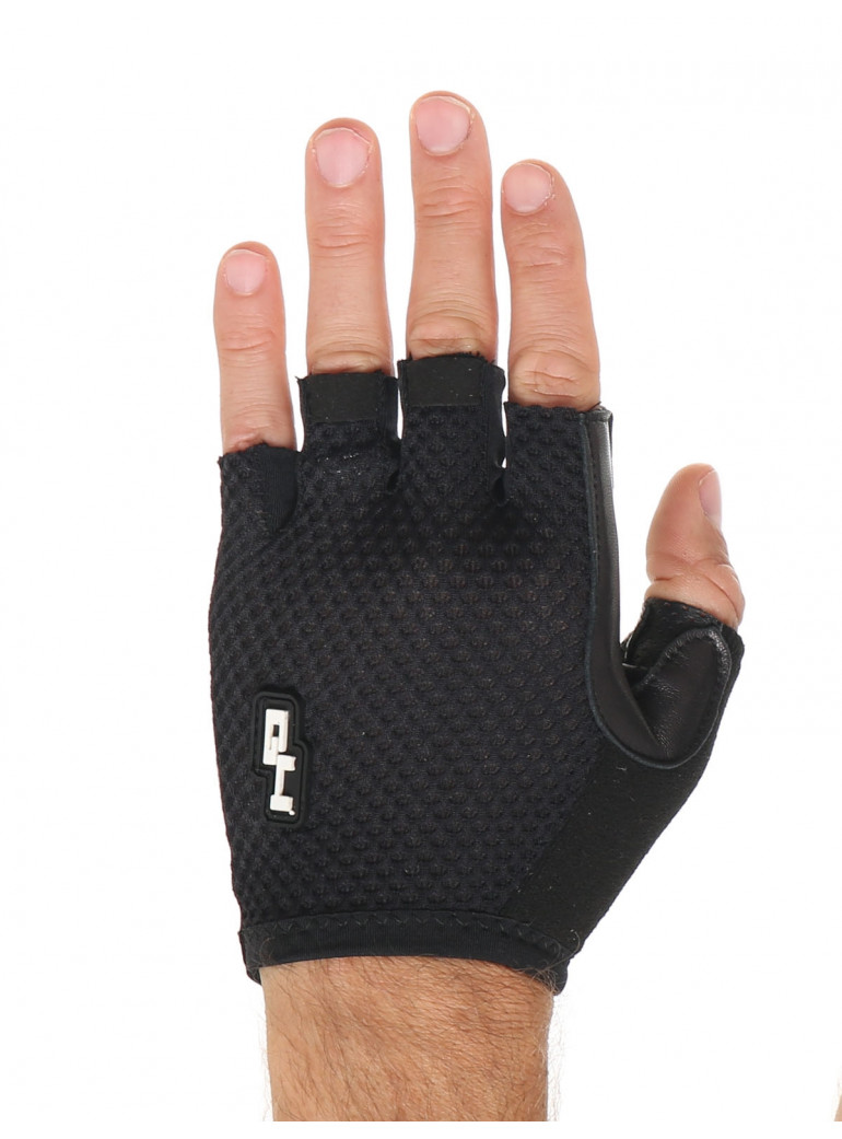 Summer leather black gloves