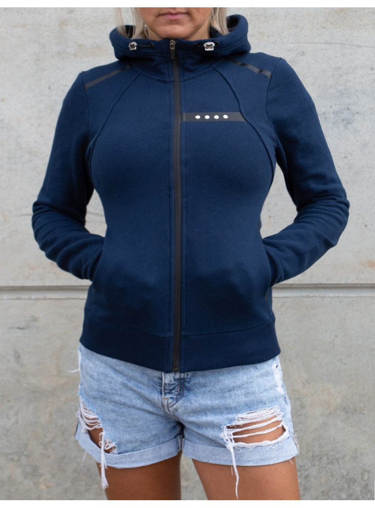 VESTE BLEU UNISEX À CAPUCHE