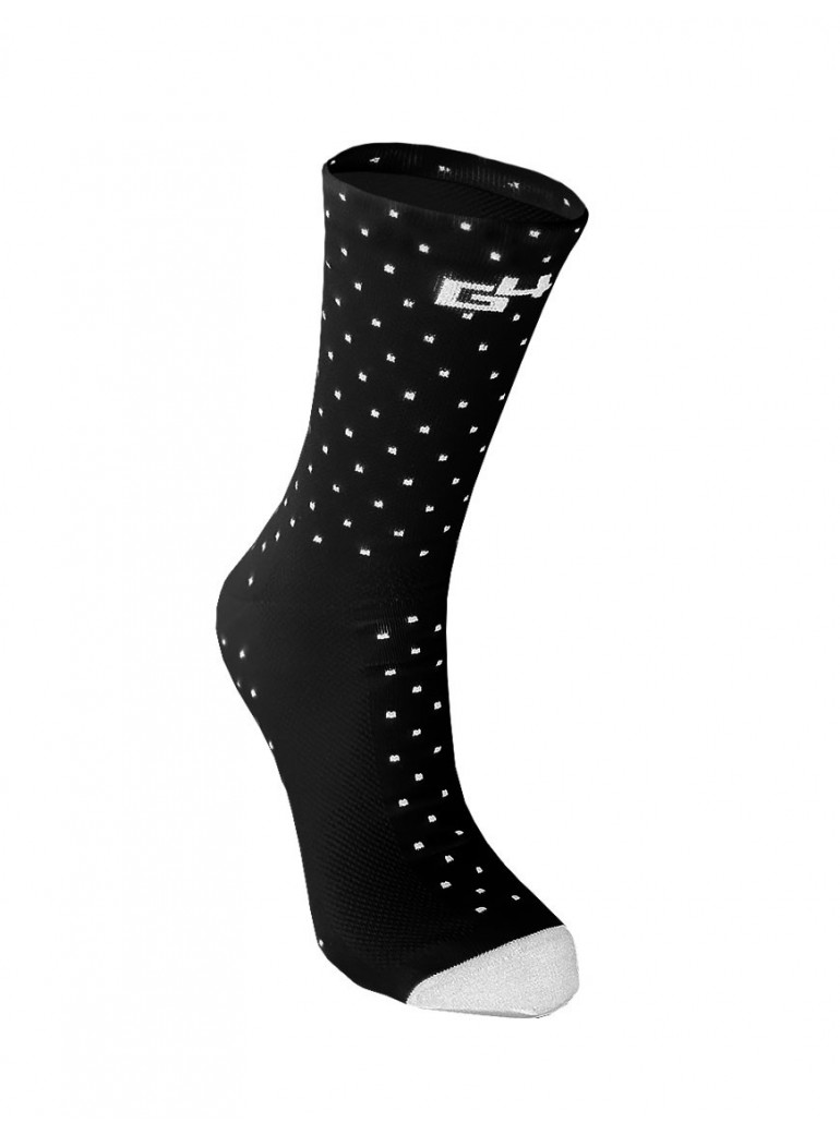 BLACK CYCLING SOCKS WITH WHITE DOTS