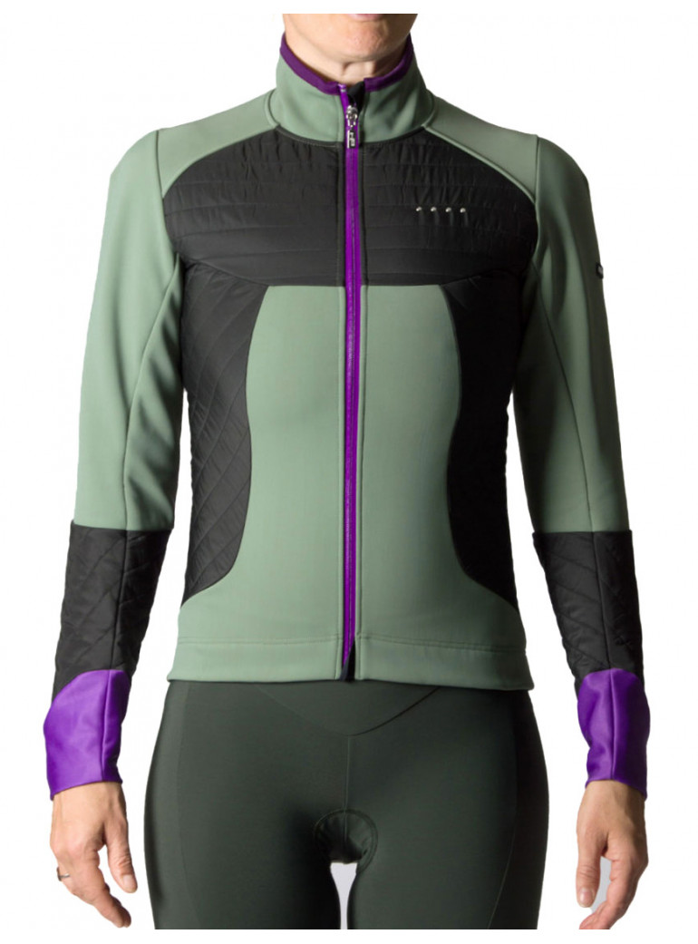 WOMENS WINTER CYCLING JACKET GREEN E.MOTION