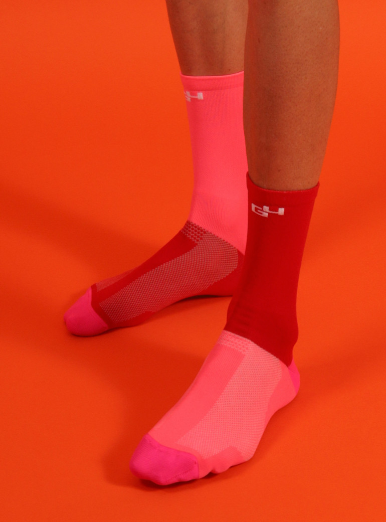 PINK FLUO RED CYCLING SOCKS