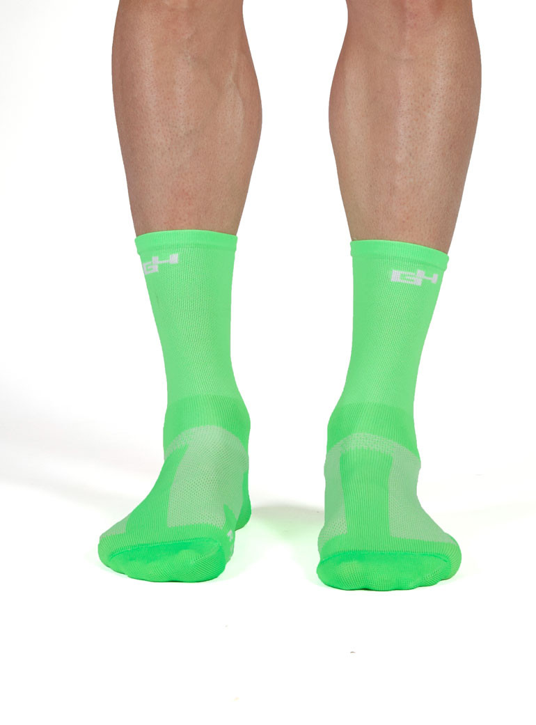 Chaussettes de vélo verte fluo