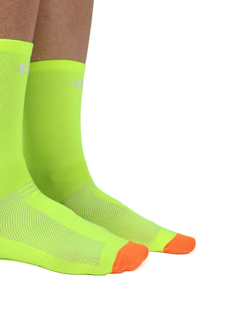 Neon yellow cycling socks