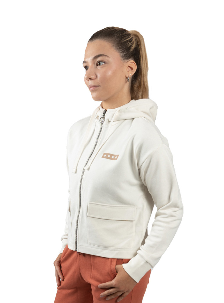 woman hooded zipped pullover