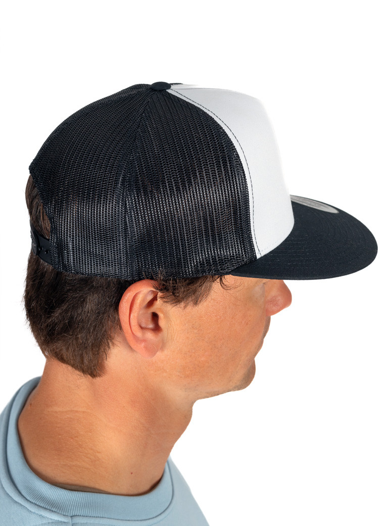 flat peak cap Black white