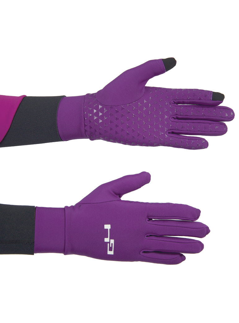 Gants cyclistes violets toutes saisons et confortables avec grips G4