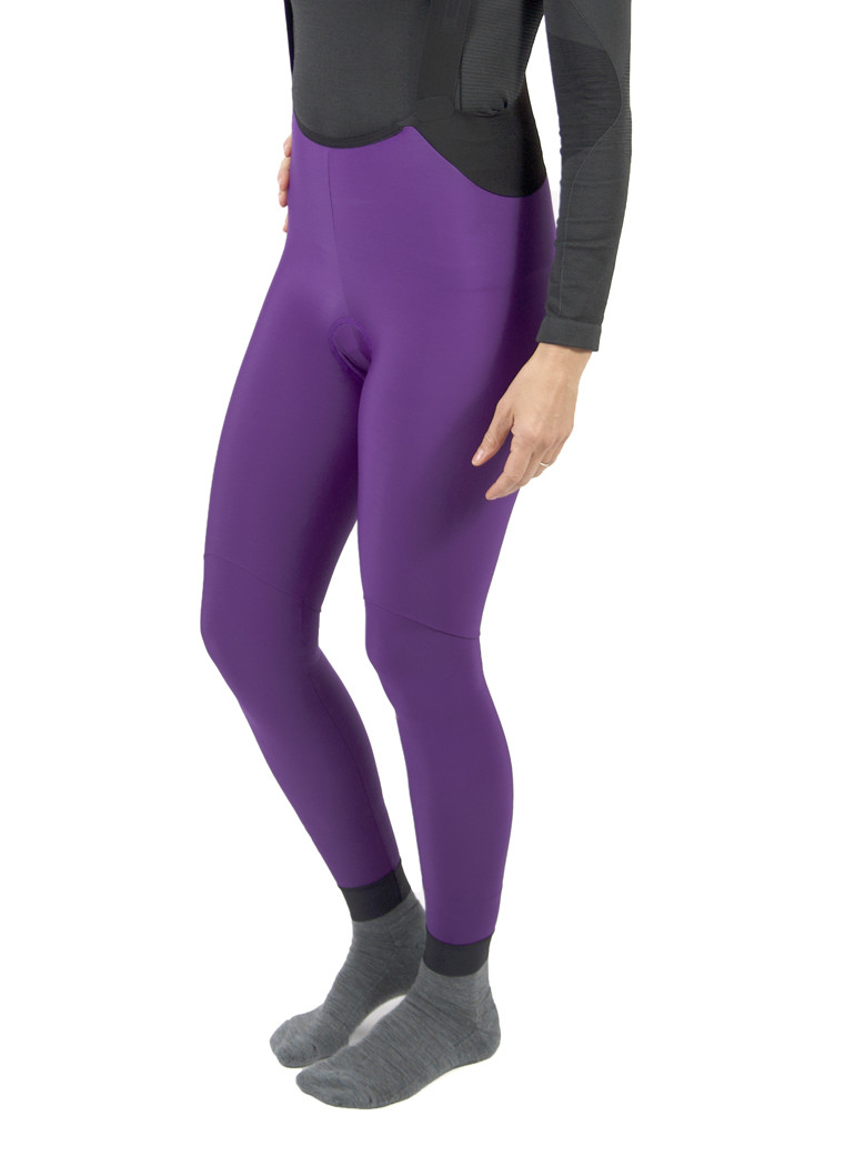 winter cycling woman bib-tights purple