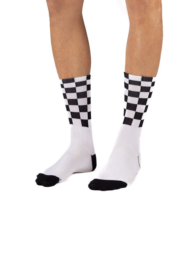 chaussettes velo damier