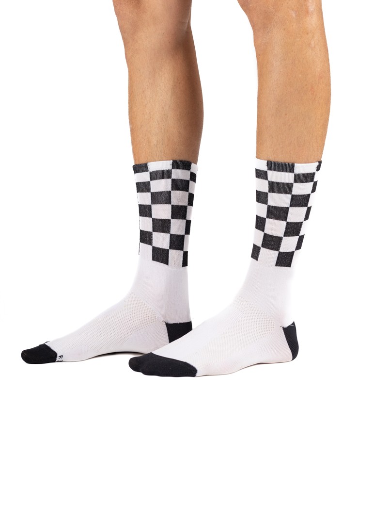 chaussettes velo damier