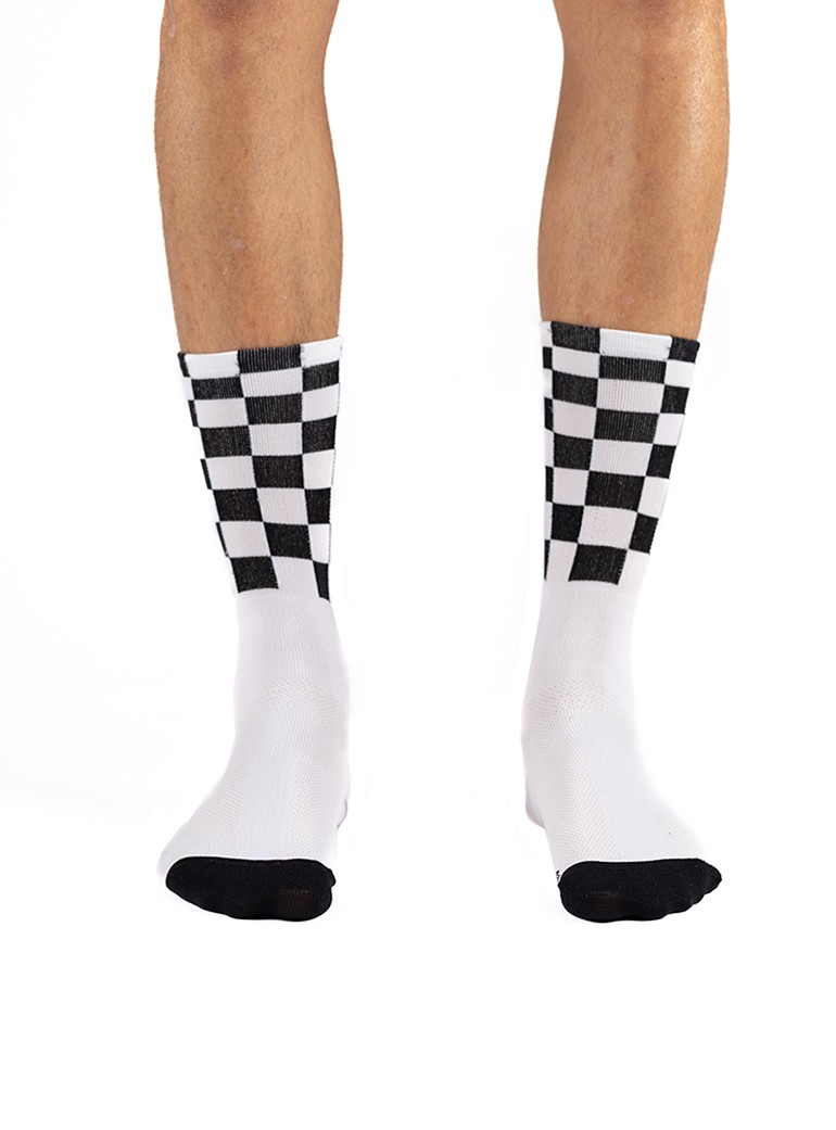 chaussettes velo damier