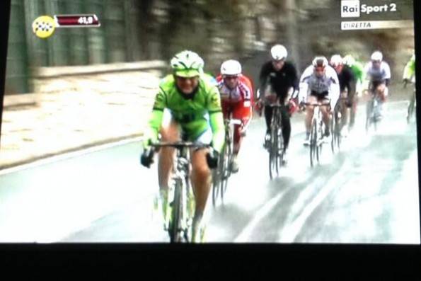 Alan pulling the peloton along at Milano-Sanremo (image: Cannondale)