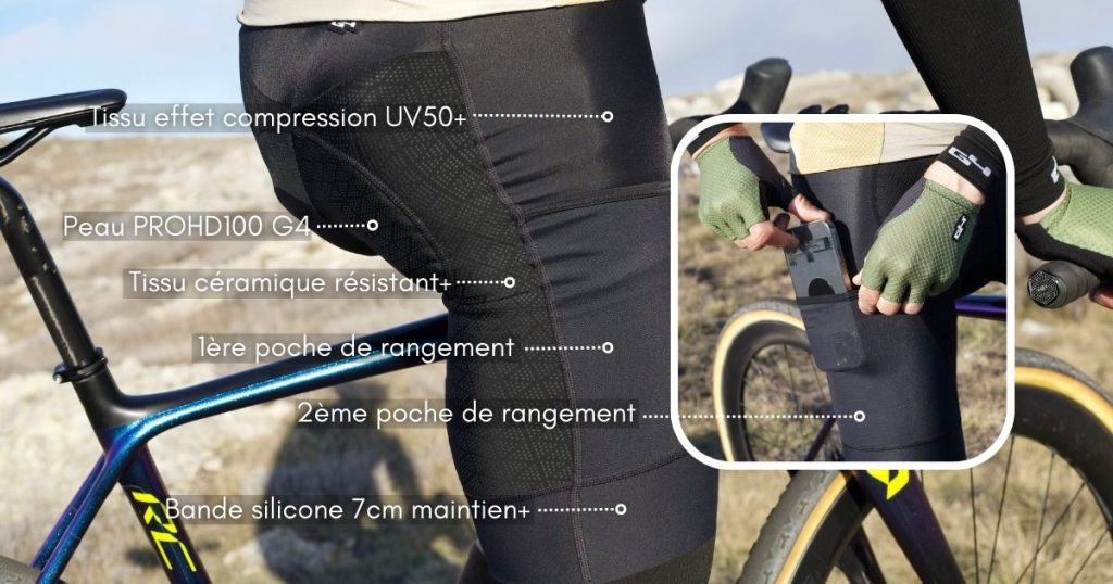 Cuissard de vélo pour le Gravel très résistant et très confortable pour absorber les chocs des sentiers Gravel.