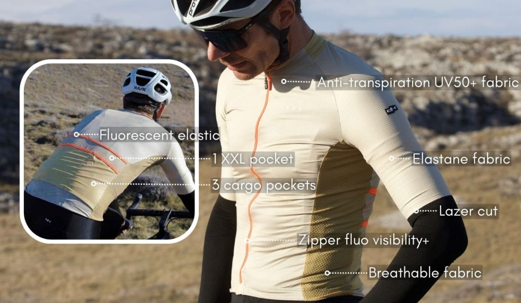 Technical gravel cycling clothing with high quality fabrics for optimal comfort
